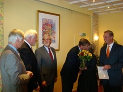 MdL Johannes Callsen und MdL Frauke Tengler mit Kreispräsident Johannes Petersen und dem Vorsitzenden der Kreistagsfraktion Peter Dietrich Henningsen