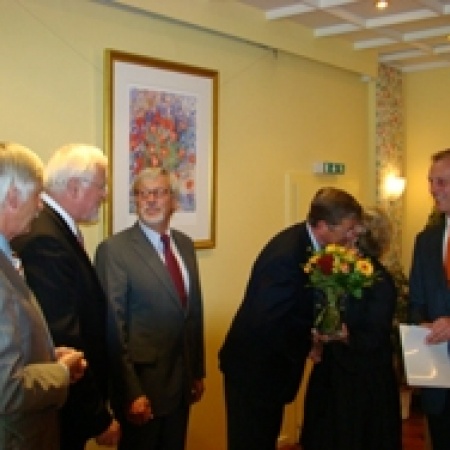 MdL Johannes Callsen und MdL Frauke Tengler mit Kreispräsident Johannes Petersen und dem Vorsitzenden der Kreistagsfraktion Peter Dietrich Henningsen